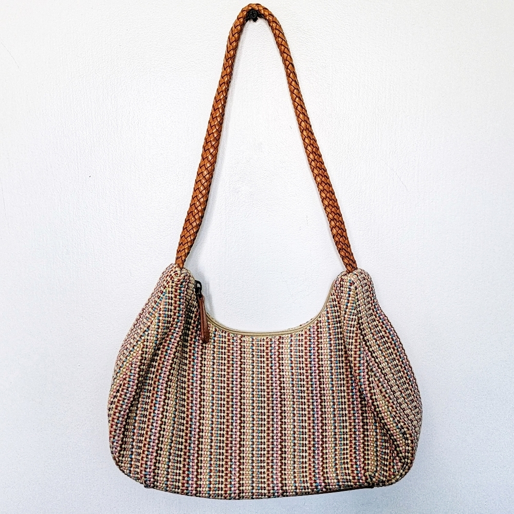 Fossil Multicolor Weave Purse w/ Braided Leather Strap